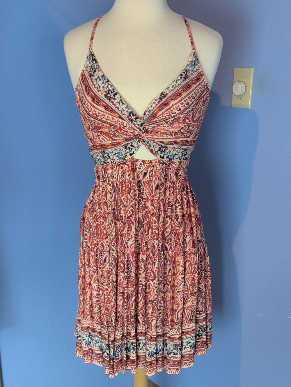 Angie Paisley Twist-Front Dress